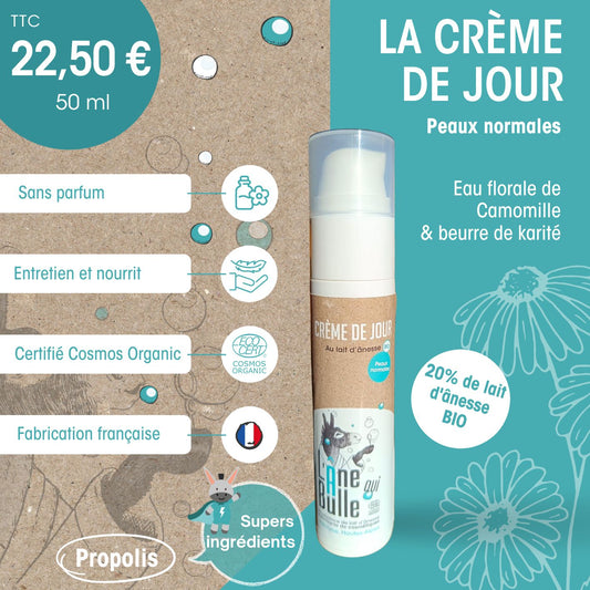 Crème de jour au lait d’ânesse frais et bio – Peaux normales
